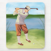 Vintagegolfare vid flodstrand musmattor