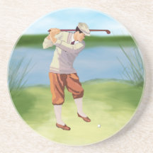 Vintagegolfare vid flodstrand underlägg