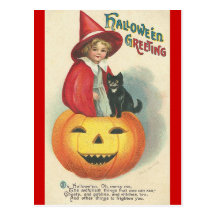VintageHalloween hälsning Vykort