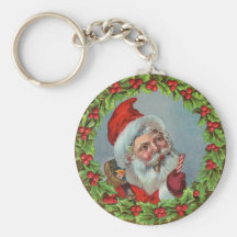 Vintagehelgdagjul Santa Nyckel Ring