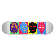 Vintagehockeygoalien maskerar skateboarden