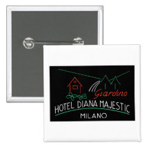 VintagehotellMilano etikett Knappar Med Nål