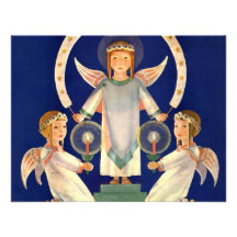 Vintagejul, skandinavisk Sanktt Lucia änglar Tillkännagivanden