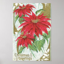 Vintagejulblommor Affisch