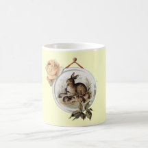 Vintagekaninfamilj Kaffe Koppar