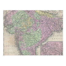 Vintagekarta av Indien (1853) Vykort