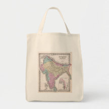 Vintagekarta av Indien (1855) Tygkassar