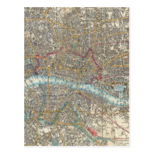 Vintagekarta av London (1848) Vykort
