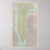 Vintagekarta av New York City (1901) Print