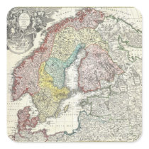 Vintagekarta av Skandinavien (1730)