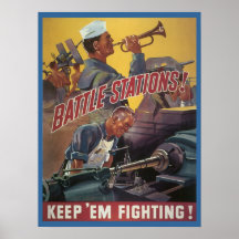 Vintagekrigaffisch från WWI och WWII