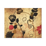 Vintagelöv och blommor slogg in kanfas sträckta canvas tryck