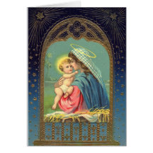 VintageNativity *Baby Jesus och Mary* Hälsnings Kort
