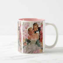 Vintageporträtt, brudbrudgummen, nygift person w b kaffe kopp