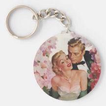 Vintageporträtt, brudbrudgummen, nygift person w b nyckelring