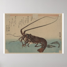 Vintageräka- och hummerkonstverk print