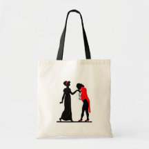 Vintageromantiker kopplar ihop kurtissilhouetten tote bag