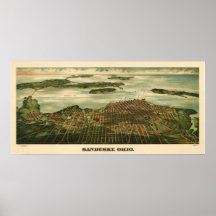 VintageSandusky Ohio karta 1898 Affischer