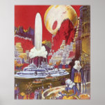 Vintagescience fiction, borttappad stad av Atlanti Posters