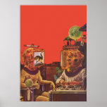 Vintagescience fictionutomjordingar med videopp hj print