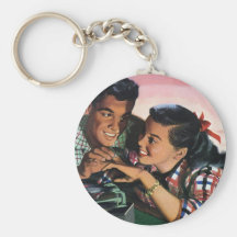 Vintagetonåringar, kärlekromantik, löftering nyckel ring