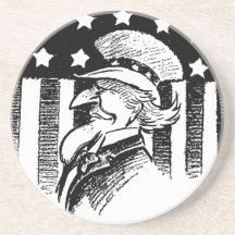Vintageunclen Sam och amerikanska flaggan skyddar  Underlägg