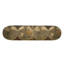 Vintagevärldskarta 1595 av Jodocus Hondius Skate Decks