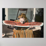 Vintagevattenmelon som äter affischen