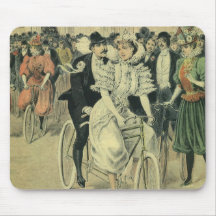 VintageVictorianbrud och brudgum på en cykel Mus Mattor