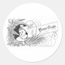 VintageVictorianfjädern skrivar klistermärkear ell