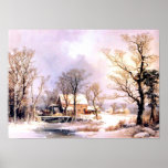 Vinter i landet, den gammala Gristmill.en Print
