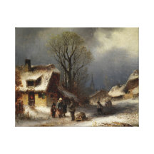 Vinterbyplats Sträckta Canvas Tryck