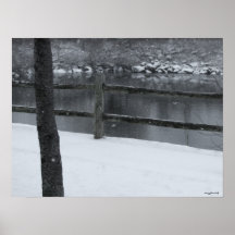 Vintern landskap den svartvita fotoaffischen