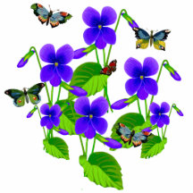 Violets och fjärilar photo cutout