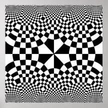 Virvla runt optisk illusionsvart & vit för checker print