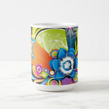 VIRVLAR RUNT BLOM- STJÄRNOR FÖR BLOMMA SHAPEHIPPIE KAFFE MUGG