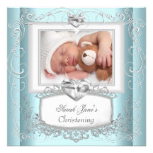 Vit för kor för dop för Christening för pojkeflick Unika Inbjudningar