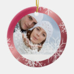Vit för mall för PixDezines snöflingorfoto + Rött Juldekoration