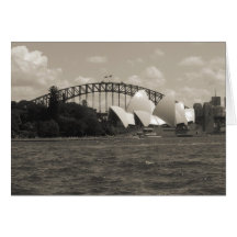 vit för sydney hamnsvart hälsnings kort