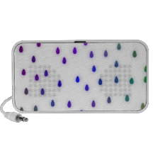 Vit med regnbågefärg regnar droppar laptop högtalare