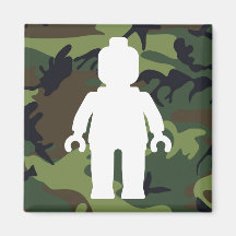 Vit Minifig framme av Camo Magneter För Kylskåp