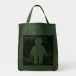 Vit Minifig framme av Camo Tote Bags