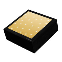 Vit och guld- färgstjärnamönster smyckeskrin