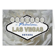 Vit rosBRÖLLOP i sagolika Las Vegas Announcem Hälsningskort