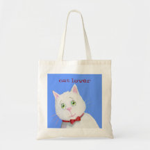 Vitkatt med den röda pilbågen - anpassadet hänger  tote bag