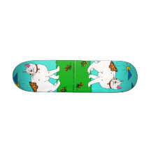 Vitkattunge och fjäril skateboard decks