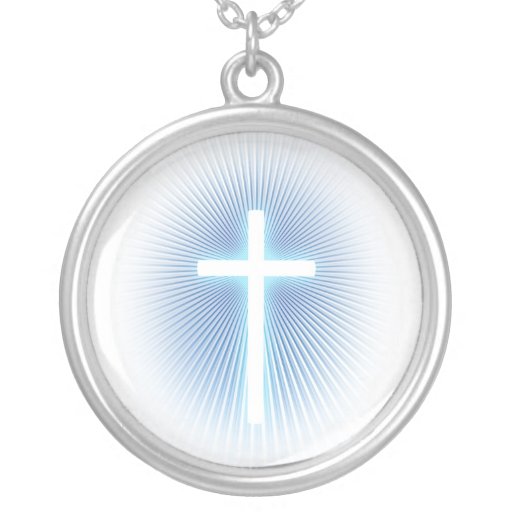 Vitkor på blått - halsband