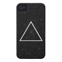 Vittriangeln skisserar på svart stjärnabakgrund iPhone 4 case