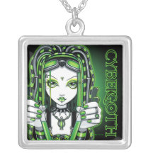 "Vivian" Cybergoth grönt felikt halsband