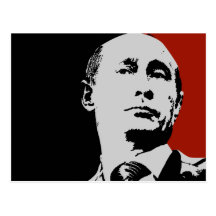 Vladimir Putin på rött Vykort